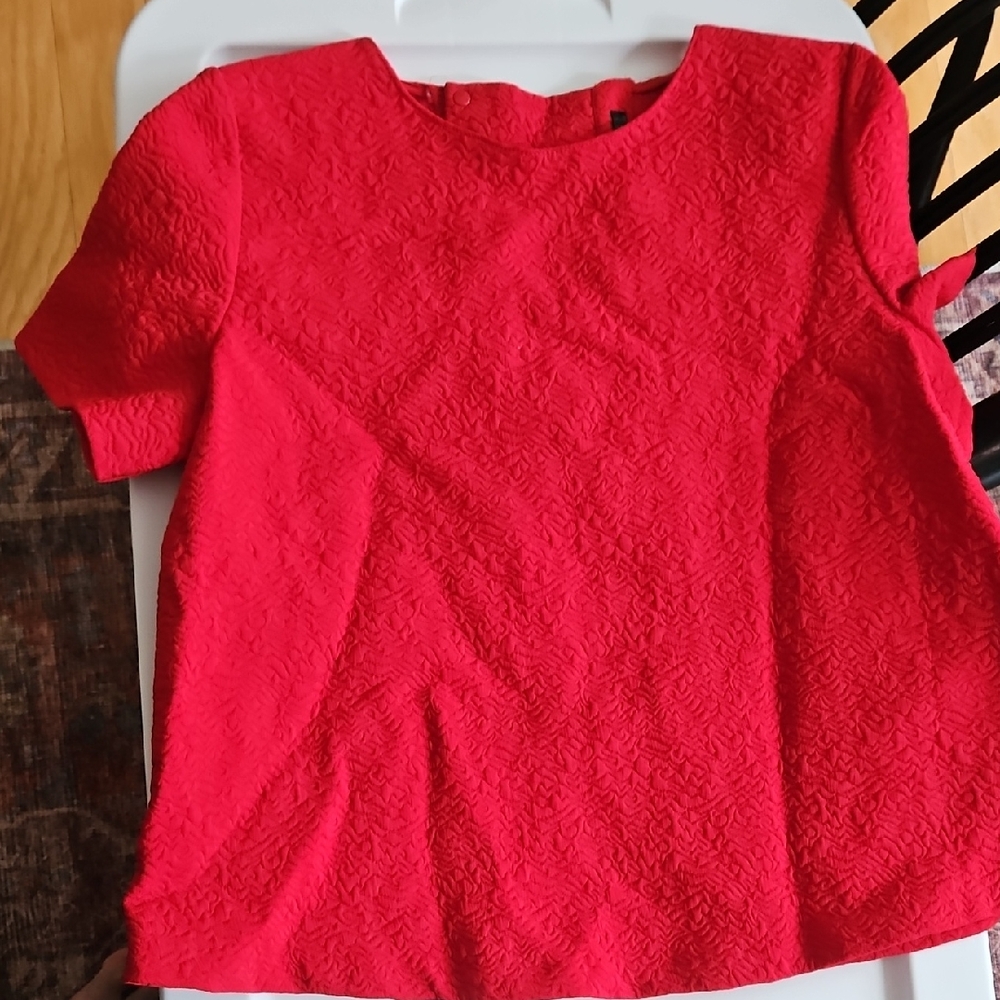 Zara Trafaluc Bold Red Textured Top